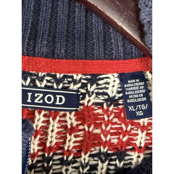 IZOD Men's 1/4 Zip Sweater Size XL Fair Isle Heavy Knit Ski Holiday Preppy - Picture 3 of 8